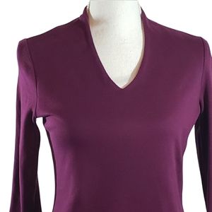Croft & Barrow Top Purple V-Neck 3/4 Sleeve
